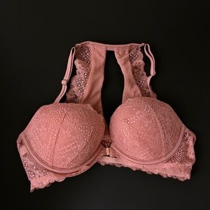 VS Pink Lace Racerback Push-Up Front Close Bra